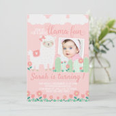 Llama Alpaca Geburtstagsparty Einladung (Stehend Vorderseite)