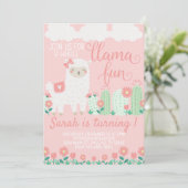 Llama Alpaca Geburtstagsparty Einladung (Stehend Vorderseite)