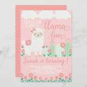 Llama Alpaca Geburtstagsparty Einladung (Vorne/Hinten)