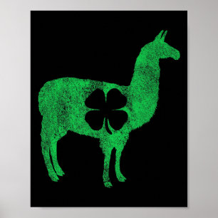 Llama Alpaca Geschenk St Patricks Day Shamrock Nel Poster
