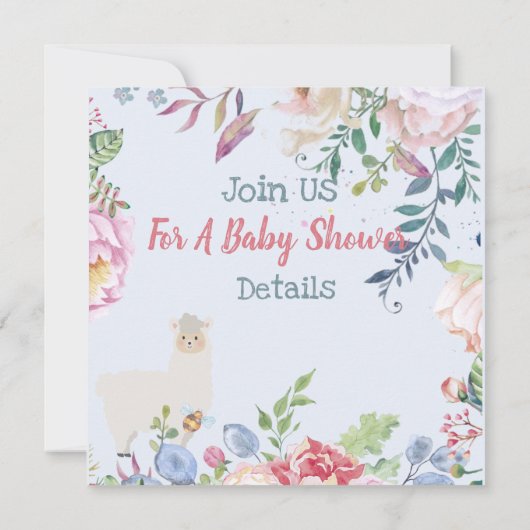 Llama/Alpaca Kinderdusche Einladung (Rückseite)