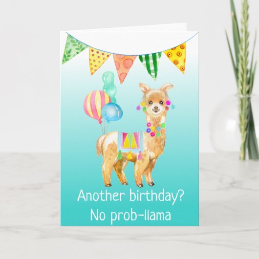 Llama Alpaca No Prob-llama Birthday Card Karte (Vorderseite)