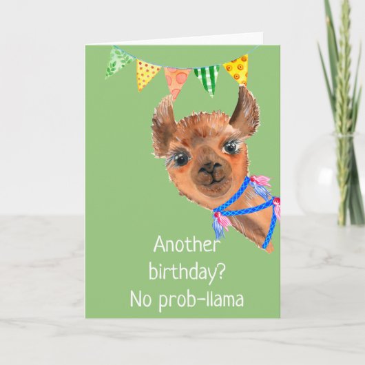 Llama Alpaca No Prob-llama Birthday Card Karte (Vorderseite)
