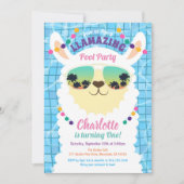 Llama Alpaca Pool Party Kindergeburtstag Einladung (Vorderseite)