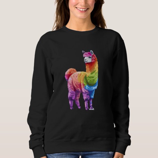 Llama Alpaca Rainbow Pride Sweatshirt (Vorderseite)