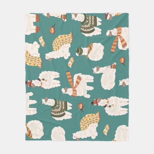 Llama Alpaca Sweater Nahtloses Muster. Fleecedecke (Vorderseite)