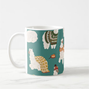Llama Alpaca Sweater Nahtloses Muster. Kaffeetasse
