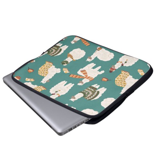 Llama Alpaca Sweater Nahtloses Muster. Laptopschutzhülle (Vorne Knopf)