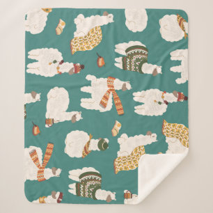 Llama Alpaca Sweater Nahtloses Muster. Sherpadecke