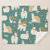 Llama Alpaca Sweater Nahtloses Muster. Sherpadecke (Vorderseite (Horizontal))