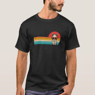 Llama Alpaca Tragende Sonnenbrille Retro T-Shirt