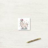 Llama Alpaca With Santa Hat And Christmas Light Post-it Klebezettel (Auf Schreibtisch)