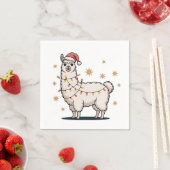 Llama Alpaca With Santa Hat And Christmas Light Serviette (Beispiel)