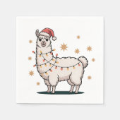 Llama Alpaca With Santa Hat And Christmas Light Serviette (Vorderseite)
