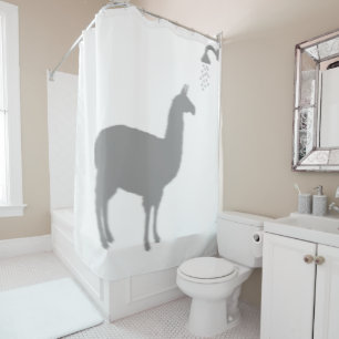 Llama Alpaka Lustige Silhouette Schatten dahinter Duschvorhang