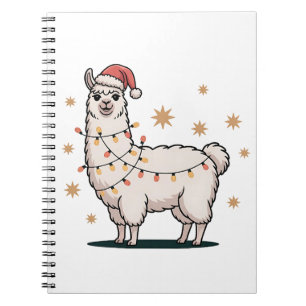 Llama Alpaka mit Weihnachtsmannmütze und Weihnacht Notizblock