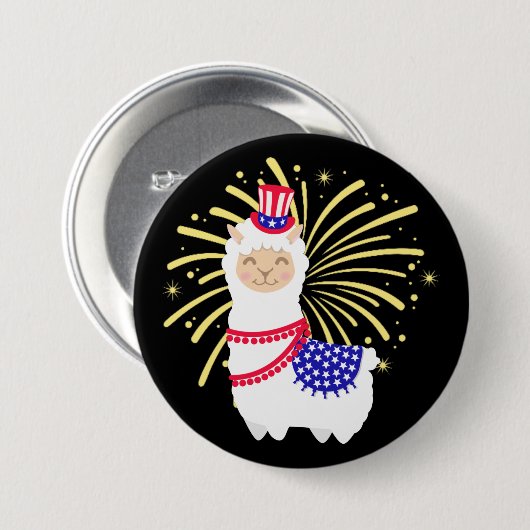Llama American July 4 Button (Vorne & Hinten)