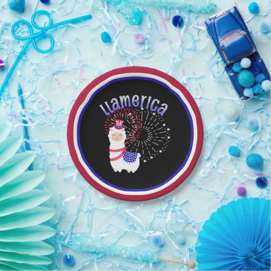 Llama American July 4 Pappteller (Party)