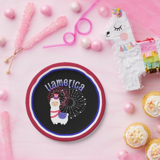 Llama American July 4 Pappteller (Party)