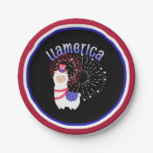 Llama American July 4 Pappteller (Vorderseite)