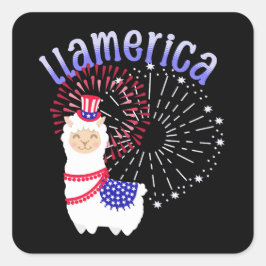 Llama American July 4 Quadratischer Aufkleber