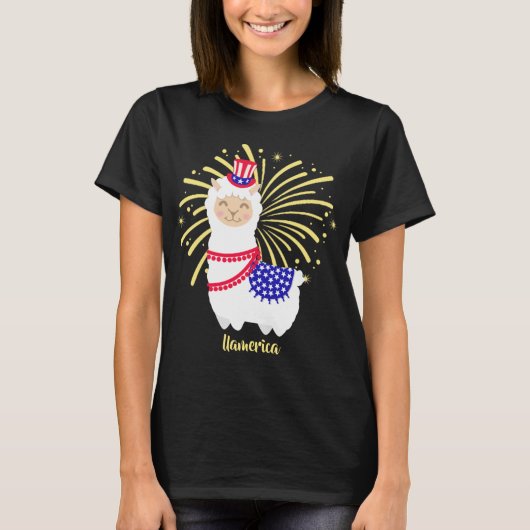 Llama American July 4. T - Shirt (Vorderseite)