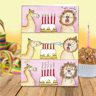 LLAMA AND LION Grußkarte von Nicole Janes Karte