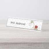 Llama Apfellehrer Zickzack Floral Schreibtischnamensplakette (Vorderseite )