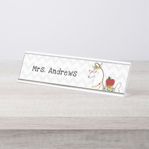 Llama Apfellehrer Zickzack Floral Schreibtischnamensplakette