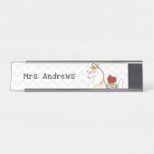 Llama Apfellehrer Zickzack Floral Schreibtischnamensplakette (Vorderseite )