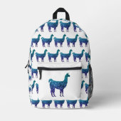 Llama aqua blue ombre Glitzern mustweiß Bedruckter Rucksack (Vorderseite)