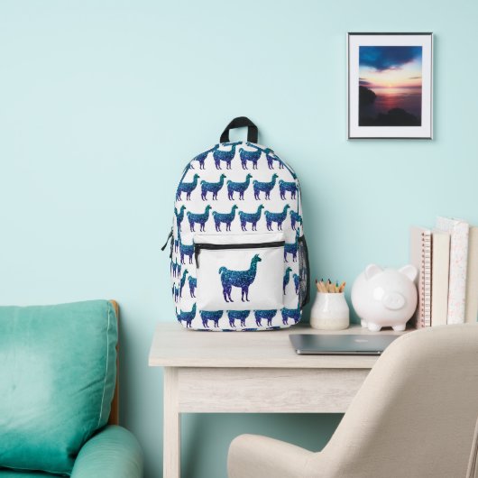 Llama aqua blue ombre Glitzern mustweiß Bedruckter Rucksack (InSitu)