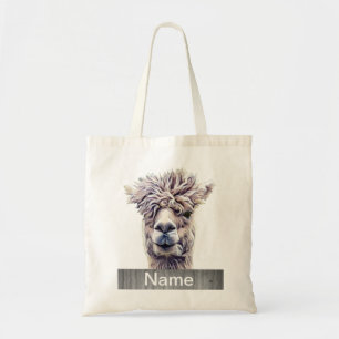 Llama Art Personalisierter Name Farbe Tragetasche