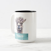 Llama Art Personalisierter Name Farbe Zweifarbige Tasse (Vorderseite Links)