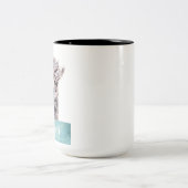 Llama Art Personalisierter Name Farbe Zweifarbige Tasse (Mittel)