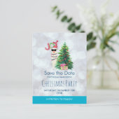 Llama auf Silver Bokeh & Icy Blue Save the Date Postkarte (Stehend Vorderseite)