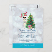 Llama auf Silver Bokeh & Icy Blue Save the Date Postkarte (Vorne/Hinten)