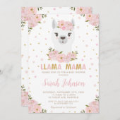 Llama Baby Dusche Blush Floral Einladung (Vorne/Hinten)