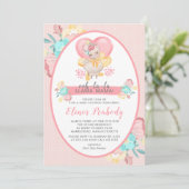 Llama Baby Dusche Pink Floral Einladung (Stehend Vorderseite)