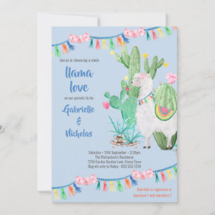 Llama-Baby-Party - Blaue Llama-Liebe Einladung