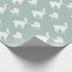 Llama-Baby-Party Cute grüne geschlechtsneutrale Geschenkpapier