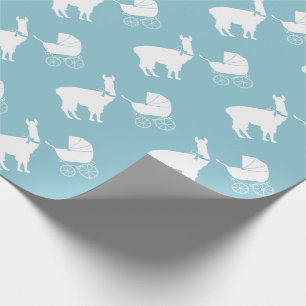 Llama-Baby-Party Süßer blauer Junge Geschenkpapier