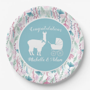 Llama-Baby-Party Süßer blauer Junge Pappteller