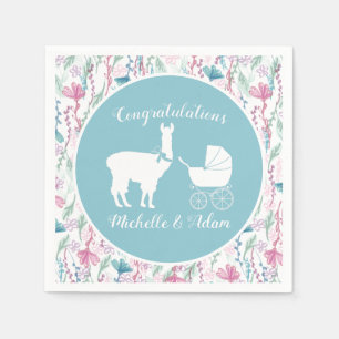 Llama-Baby-Party Süßer blauer Junge Serviette