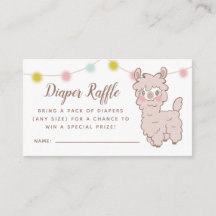 Llama Baby Showdiaper Raffle Ticket