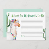 Llama Baby Shower Advice für Eltern Begleitkarte (Vorne/Hinten)
