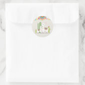 Llama Baby Shower Alpaca Fiesta Mexican Cactus Runder Aufkleber (Tasche)