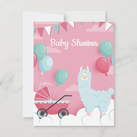 Llama Baby Shower Einladung (Vorderseite)
