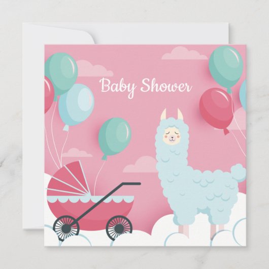 Llama Baby Shower Einladung (Vorderseite)