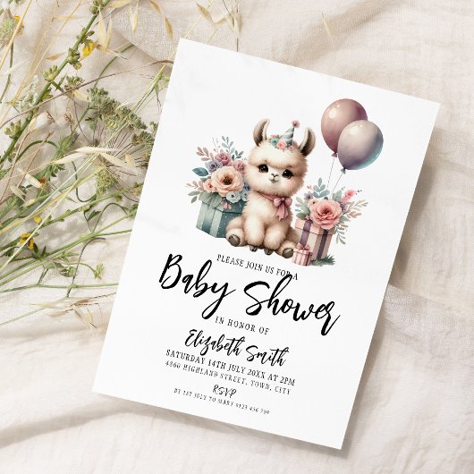 Llama Baby Shower Einladung